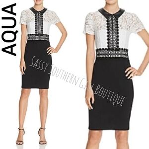 🆕⭐Aqua Black Ivory Lace Dress